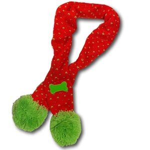 Size Medium Red Acrylic Knit Christmas Festive Holiday Pet Scarf with Green Dots